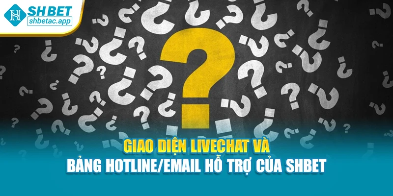 Giao diện livechat và bảng hotline/email hỗ trợ của SHBET